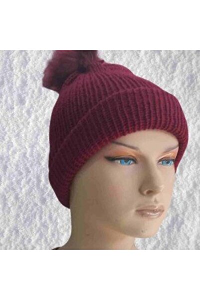 sylar Hand Knitted Natural Wool and Acrylic Blend Warm Winter Beanie Burgundy...