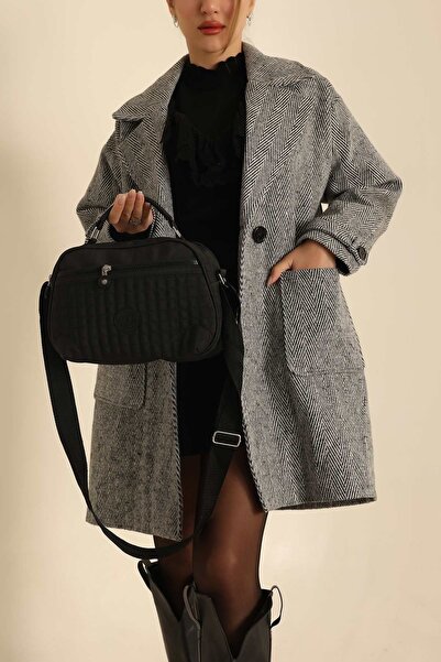 SA-EF Black Quilted Detail Hand and Shoulder Bag with Plenty of Pockets