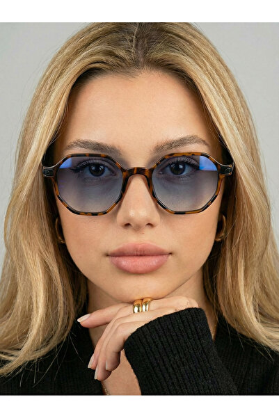funeyes College Leopard Patterned Smoked Gradient Sunglasses