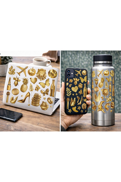 Limitless Design ملصق ذهبي فاخر مقاس 22x30 سم - للابتوب، الهاتف، الترمس