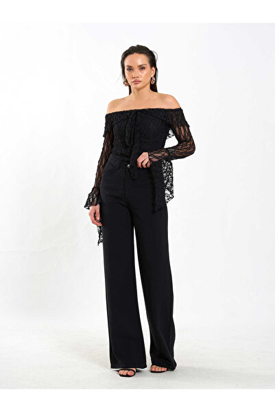 Coral Tencel Straight Leg Trousers 031659 Black