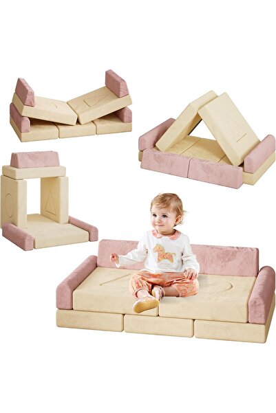 OEM Canapea Modulară Joacă Copii - 11 Elemente Spumă, Flanel, Huse Detașabile...