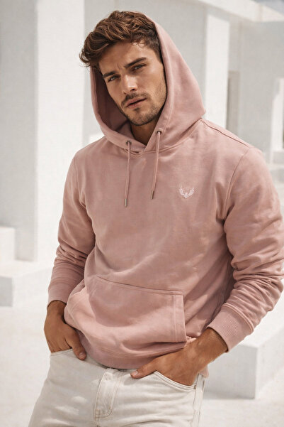 Rich Hanorac cu glugă din bumbac pentru bărbați, cu buzunar tip cangur