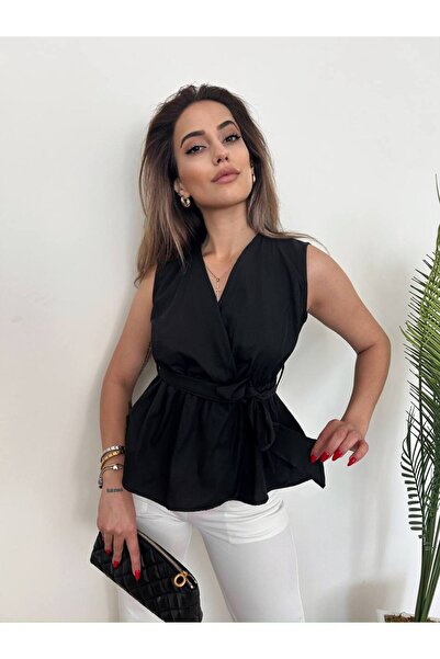 DİLARA GİYİM Elastic Waist Lace-Up Blouse