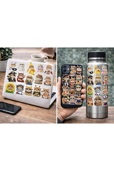 Limitless Design مجموعة ملصقات القطط اللطيفة مقاس 22x30 سم - للابتوب والهاتف ...