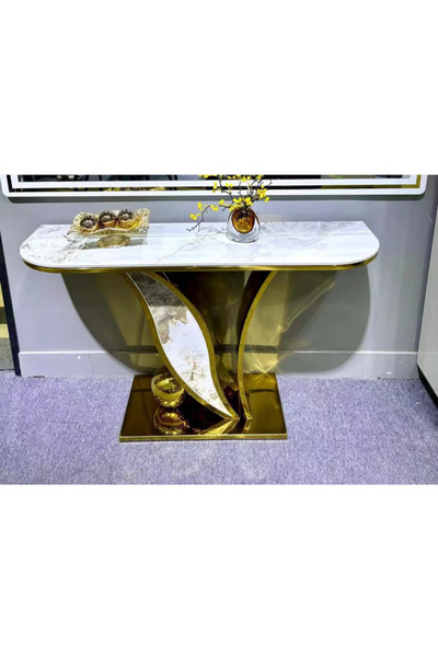 AWD Luxurious Stainless Steel Gold Console Table
