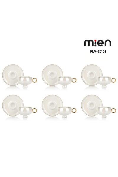 MİEN 6’lı Ayaklı Porselen Renk Fincan Takımı – Gold Kulplu Şık Kahve Fincanı ...