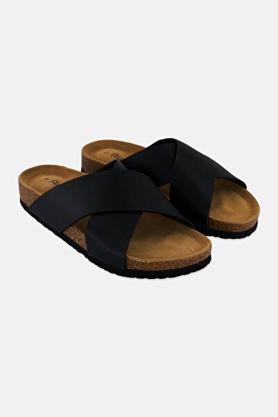 Algspar Men Slip On Cork Sandals, Black