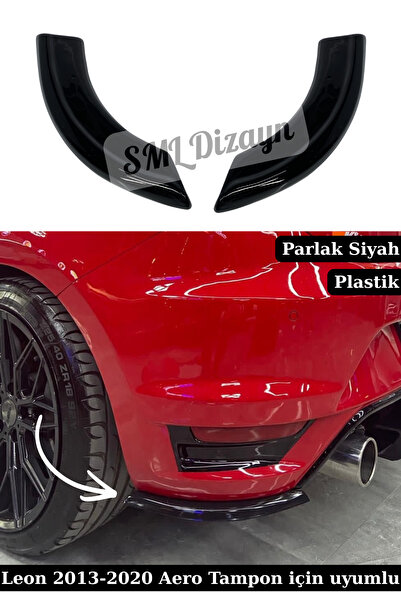 SML Dizayn Seat Leon MK3 - MK3.5 Aero Tampon Arka Flap Bıçak Seti - Parlak Siyah