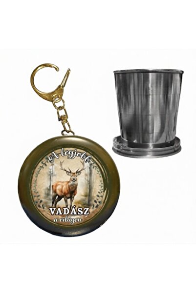 OEM Folding Stainless Steel Cup, 150 ml, Keychain Lid - 'The Best Hunter in t...