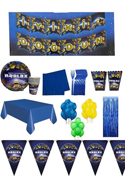 CAVAŞ sun hat Blue and Black Digital Game Themed Roblox Luxury Birthday Party...