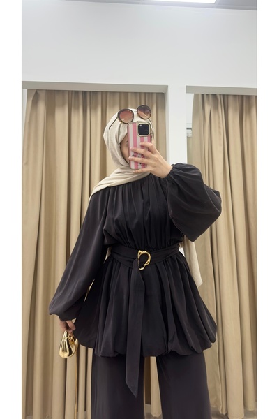 By esma eser Bomber Detay Pantolonlu Takım - Açık Siyah