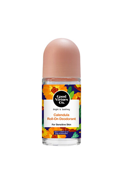 Good Virtues Co. Calendula Flower Roll-On Deodorant, Brightening and Soothing...