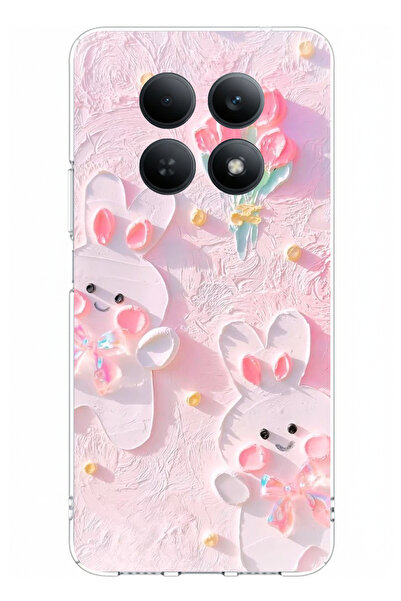 TechTree حافظة سيليكون مطبوعة على شكل أرانب لطيفة متوافقة مع Redmi Note 15 4G