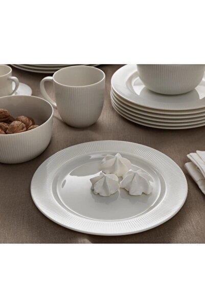 IKEA QUİCK 4 Adet Tatlı Tabağı Çap 22 Cm Çizgi Desenli Pasta Tabağı Seti Feld...