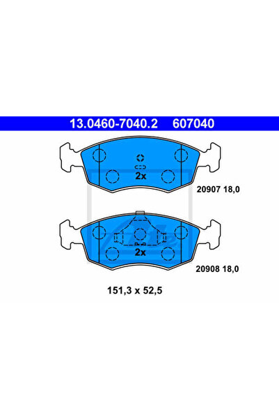 Ate Set plăcuțe de frână, frână pe disc 13.0460-7040.2