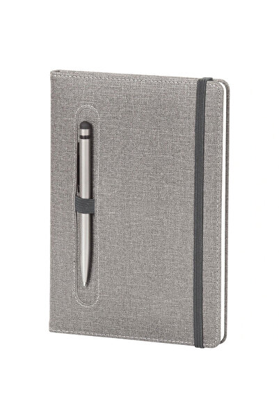 mercanpromosyon Kişiye Özel İsim Yazılı Gri Termo Deri Defter - Kalem Bölmeli...