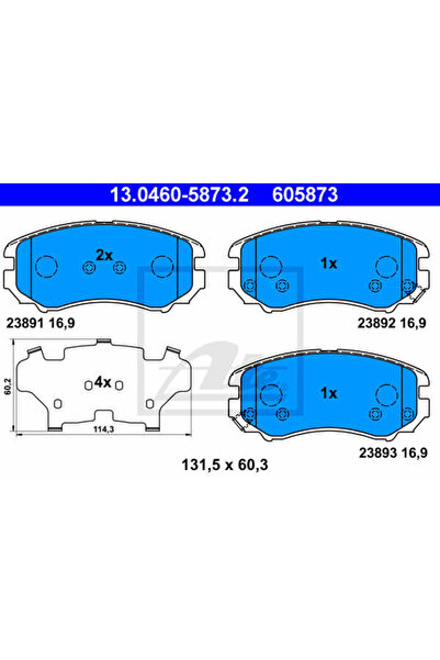 Ate Σετ τακάκια φρένων, δισκόφρενα 13.0460-5873.2