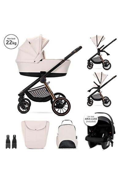 LORELLİ 3-in-1 Stroller Set Bianca with Carrycot & Aria Luxe Car Seat, Beige