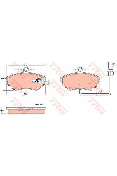 TRW Set plăcuțe de frână, frână cu disc GDB1366