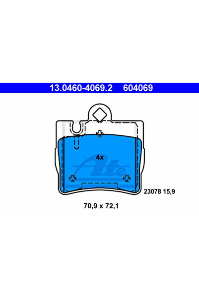 Ate Σετ τακάκια φρένων, δισκόφρενα 13.0460-4069.2