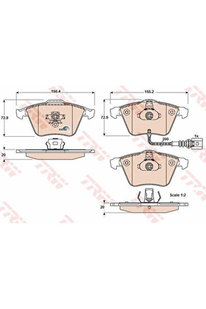 TRW Σετ τακάκια, δισκόφρενα GDB1616