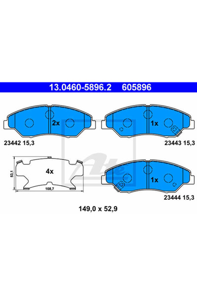 Ate Σετ τακάκια φρένων, δισκόφρενα 13.0460-5896.2