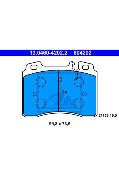 Ate Σετ τακάκια φρένων, δισκόφρενα 13.0460-4202.2
