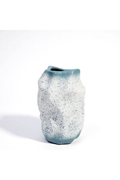 Malooki Ceramic Vase – Blue Tones with Abstract Wavy Design - 20 cm