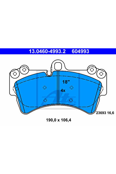 Ate Σετ τακάκια φρένων, δισκόφρενα 13.0460-4993.2