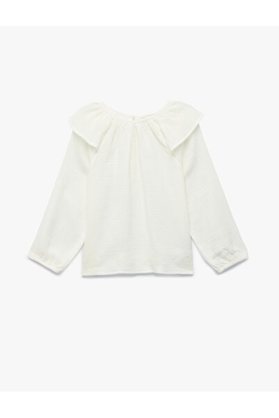 Koton Блуза с дълги ръкави, набори и велосипедна яка от памук