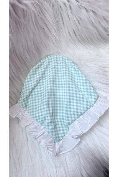 iky aksesuar Gingham Patterned Ruffled Triangle Bohemian Crown