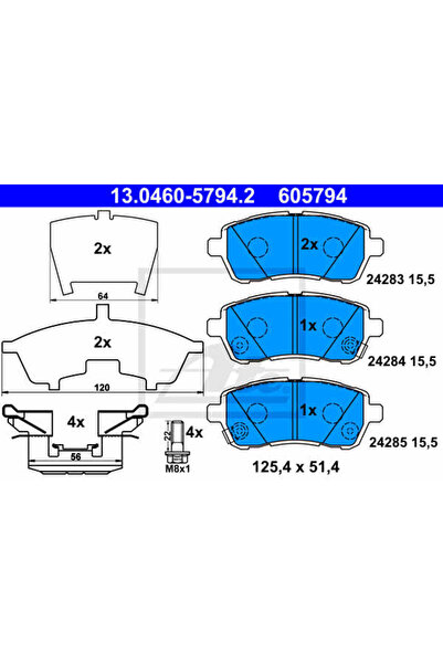 Ate Σετ τακάκια φρένων, δισκόφρενα 13.0460-5794.2