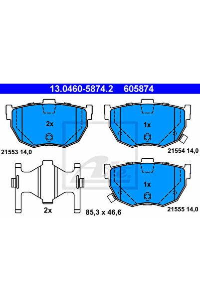 Ate Σετ τακάκια φρένων, δισκόφρενα 13.0460-5874.2