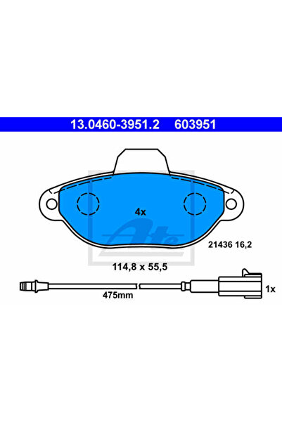 Ate Set Placute Frana,Frana Disc 13.0460-3951.2 Fiat Punto/Punto Cabriolet/Pu...