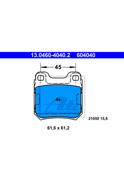 Ate Σετ τακάκια φρένων, δισκόφρενα 13.0460-4040.2