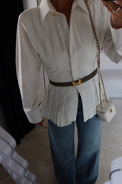 Özge Özgenç Pileli Tasarım Gömlek