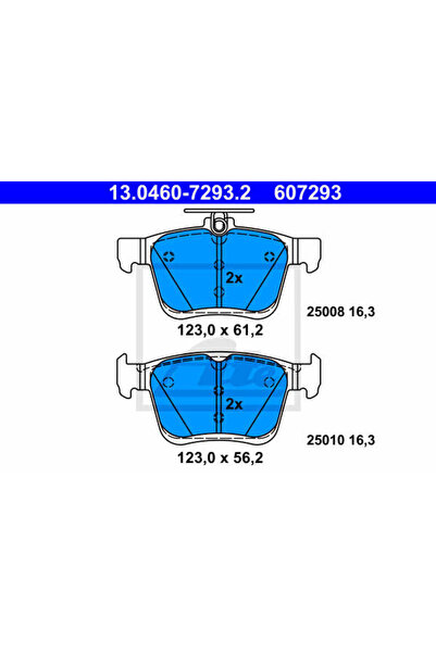 Ate Σετ τακάκια φρένων, δισκόφρενα 13.0460-7293.2