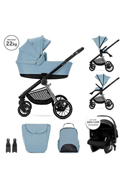 LORELLİ 3-in-1 Stroller Set Bianca with Carrycot & Aria Luxe Car Seat, Blue