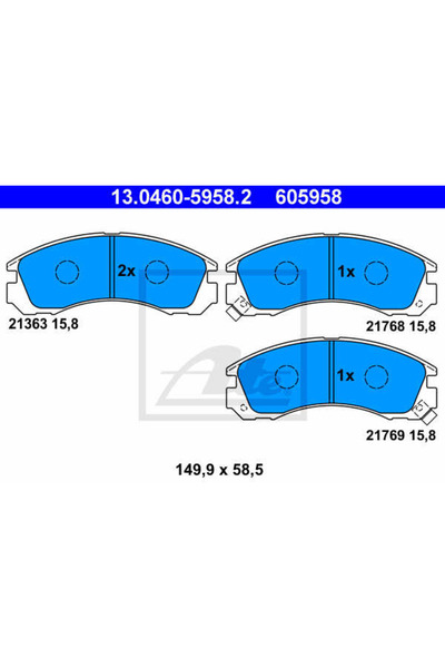 Ate Комплект спирачни накладки, дискови спирачки 13.0460-5958.2
