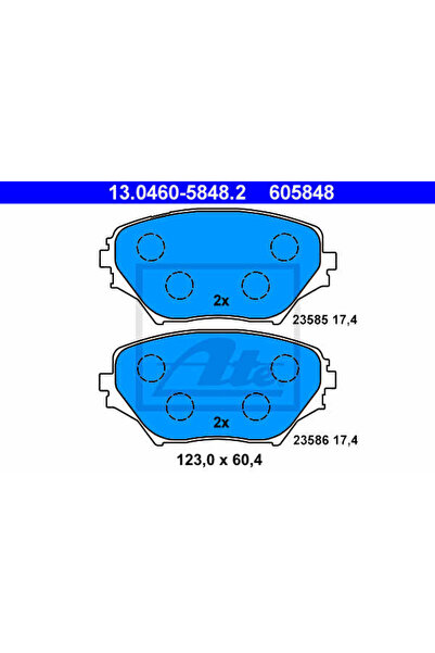 Ate Σετ τακάκια φρένων, δισκόφρενα 13.0460-5848.2