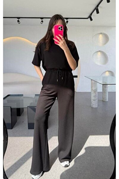 aksesuarista Siyah Kısa Kollu Modal Eşofman Takımı