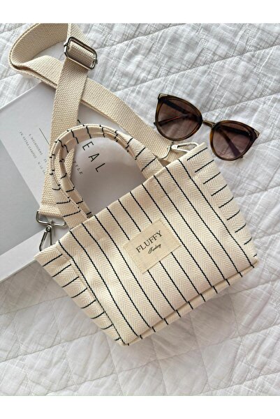 MUTE BAG Striped Mini Canvas Tote Bag & Adjustable Strap (25 * 15) (Handle 24...