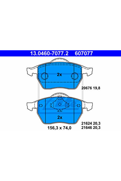 Ate Set plăcuțe de frână, frână cu disc 13.0460-7077.2