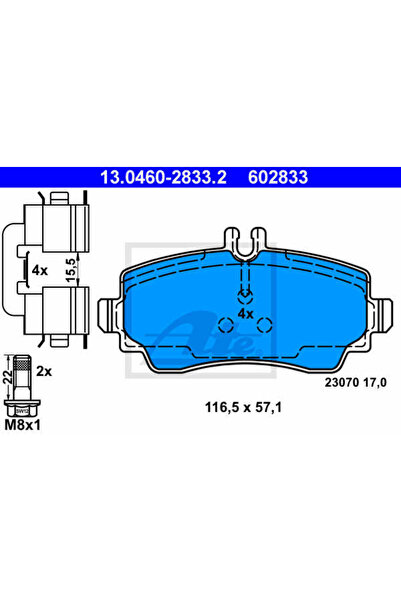 Ate Set plăcuțe de frână, frână cu disc 13.0460-2833.2