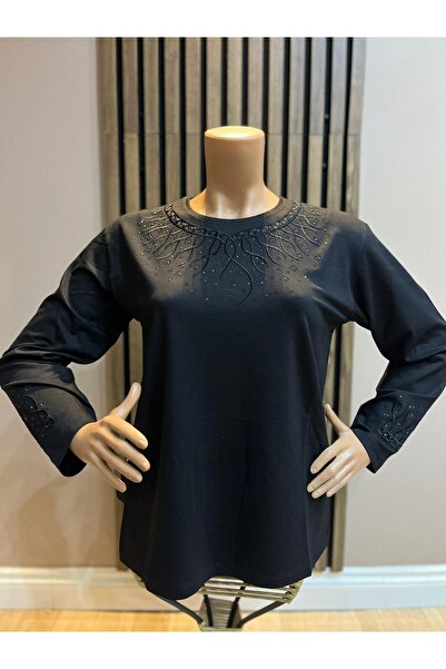 AKMAVİ Women's Middle Age and Above Round Viscose Necklace Embroidered Checke...