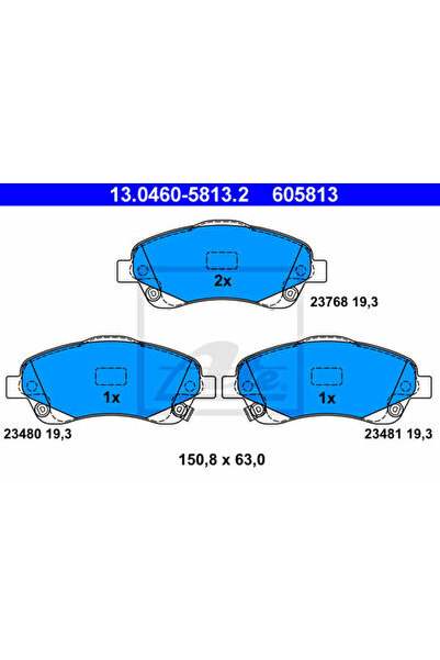 Ate Σετ τακάκια φρένων, δισκόφρενα 13.0460-5813.2
