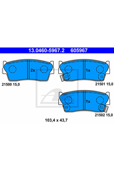 Ate Σετ τακάκια φρένων, δισκόφρενα 13.0460-5967.2