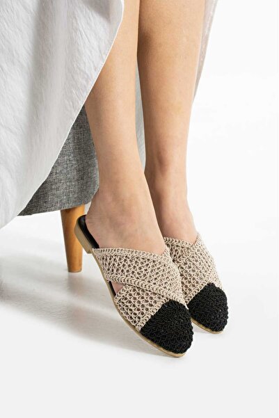 STOCON Papuci albi împletiti pentru femei, pentru interior și exterior, papuc...