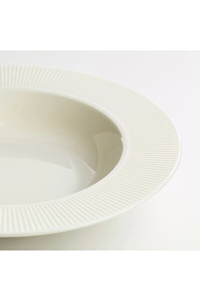 IKEA QUİCK 4 Adet Çukur Tabak Çap 24 Cm Çizgi Desenli Yemek Sunum Tabağı Seti...